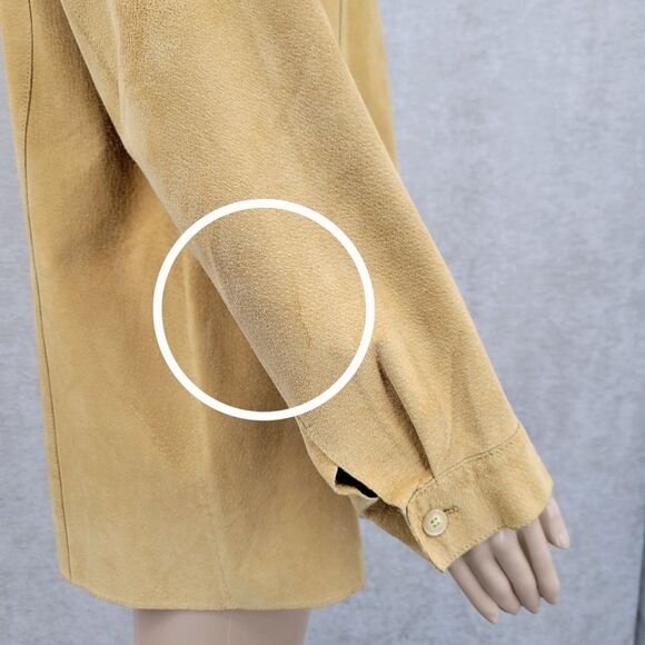 Marsh Landing Tan Leather Button Down Shirt Jacket Schaket - Picture 13 of 14